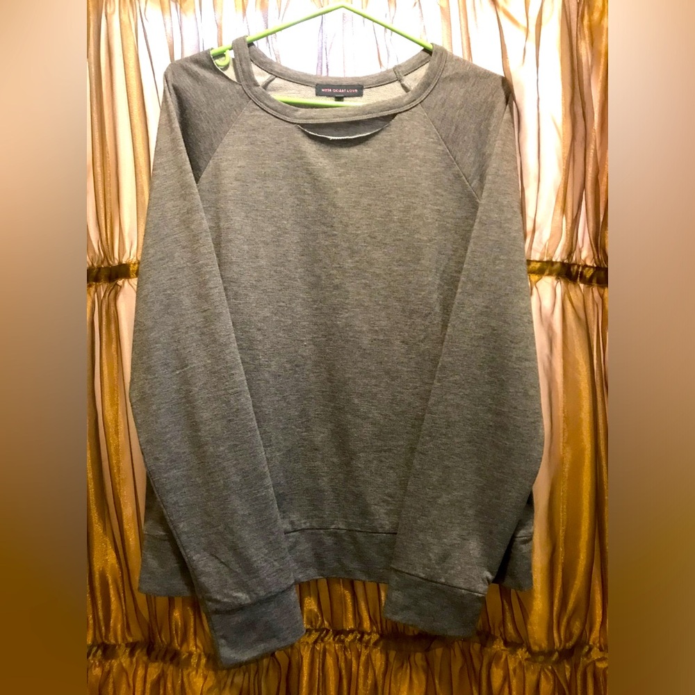 West Coast Love 🖤 Grey Crewneck Cut Out Sweater